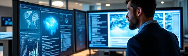 Ingénieur analysant des données techniques de faisabilité sur un écran d'ordinateur