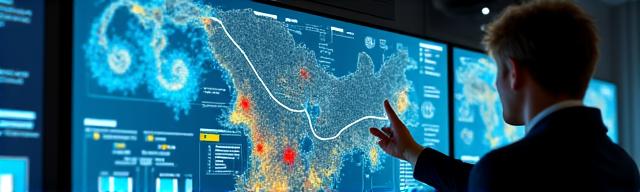 Ingénieur optimisant le tracé des puits de forage sur un écran, avec des données cartographiques